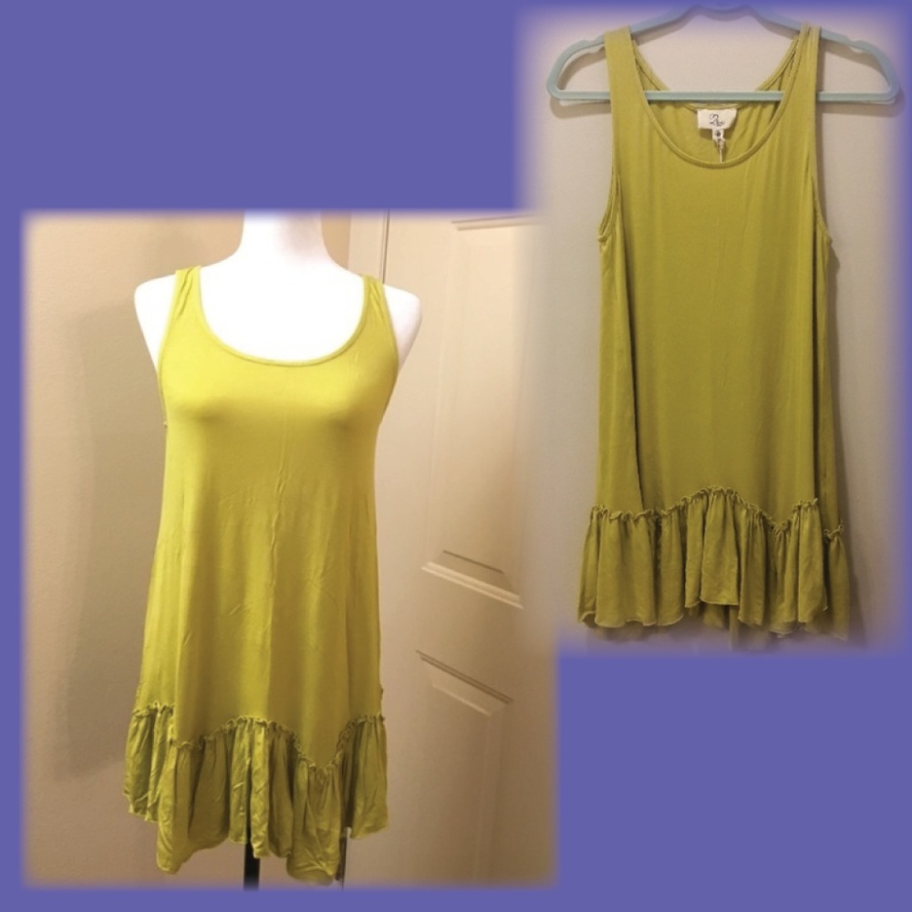 Slinky Yellow Green Ruffled Love Tunic Top